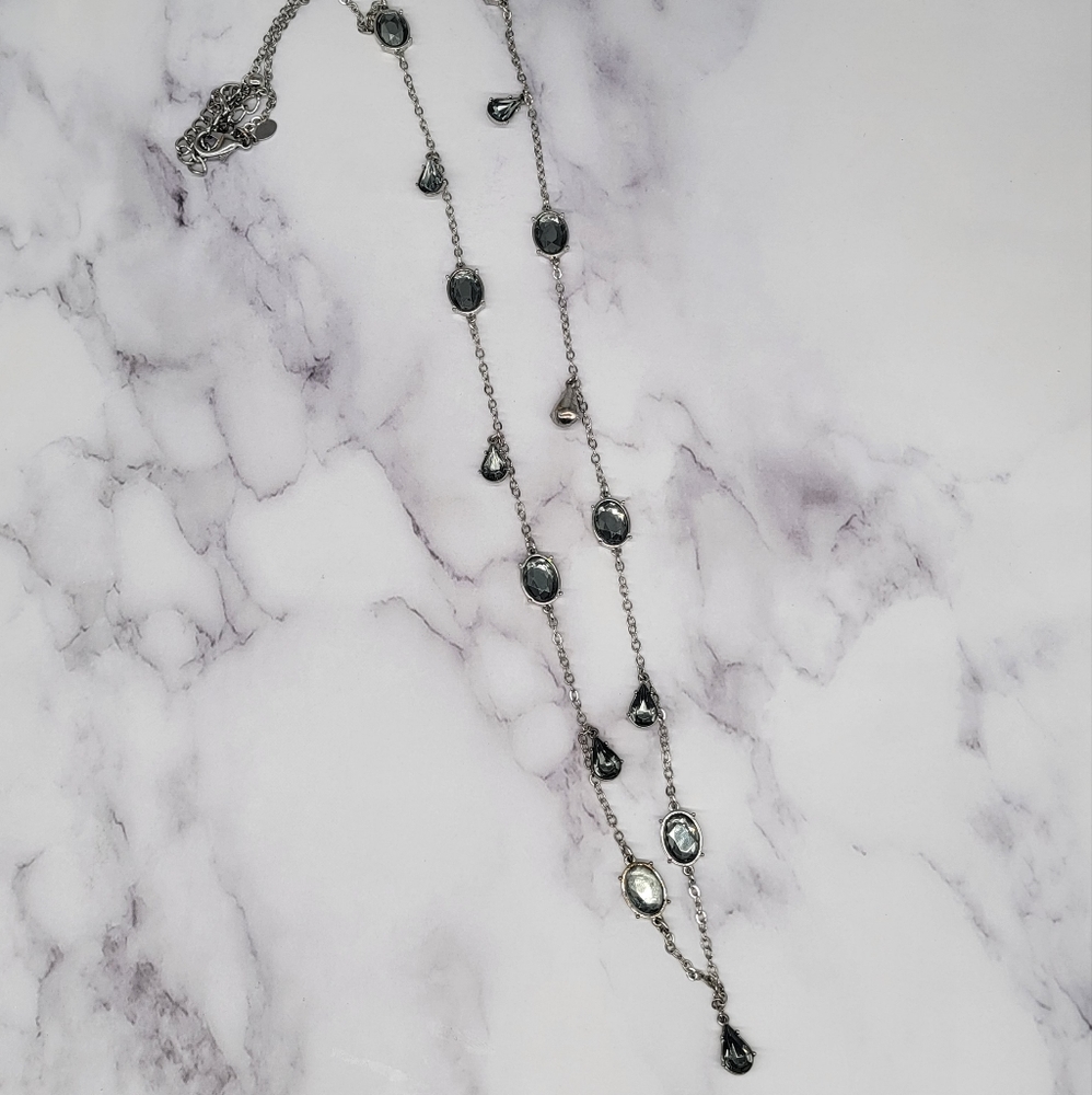 Chico’s Aquamarine Teardrop Station Necklace - Picture 2 of 7